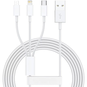 Cablu USB 3in1 Flippy SX - 21, USB la micro USB/USB-C/compatibil iphone, 3A, 1.2m (alb)-0