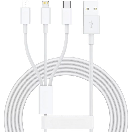 Cablu USB 3in1 Flippy SX - 21, USB la micro USB/USB-C/compatibil iphone, 3A, 1.2m (alb)-0