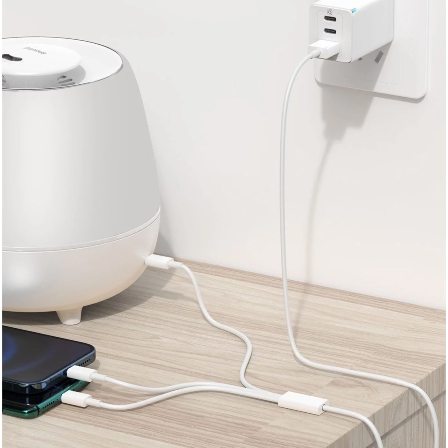 Cablu USB 3in1 Flippy SX - 21, USB la micro USB/USB-C/compatibil iphone, 3A, 1.2m (alb)-3