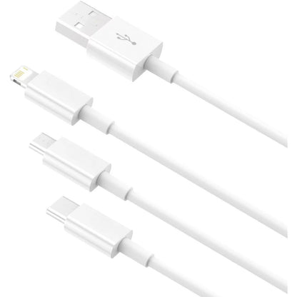 Cablu USB 3in1 Flippy SX - 21, USB la micro USB/USB-C/compatibil iphone, 3A, 1.2m (alb)-5