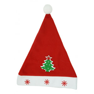 Caciulita de Mos Craciun, Flippy,cu model de Brad si ornament fulg de nea, rosie, marime universala, material textil-0