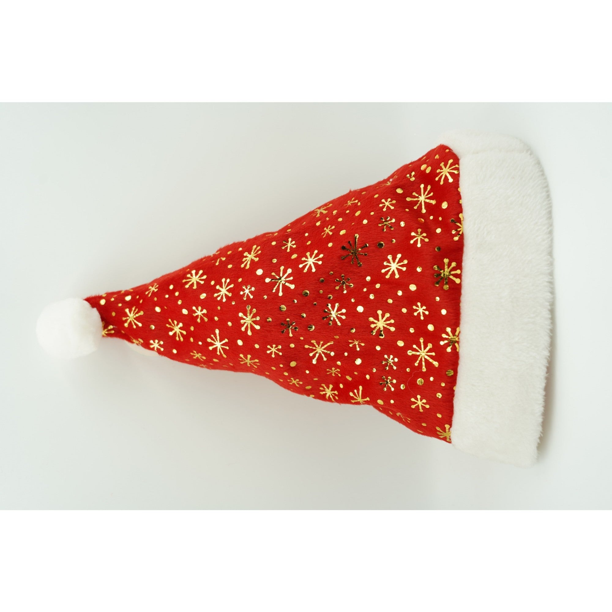 Caciulita de Mos Craciun, Flippy,cu ornament auriu fulg de nea, rosie, marime universala, material textil-1