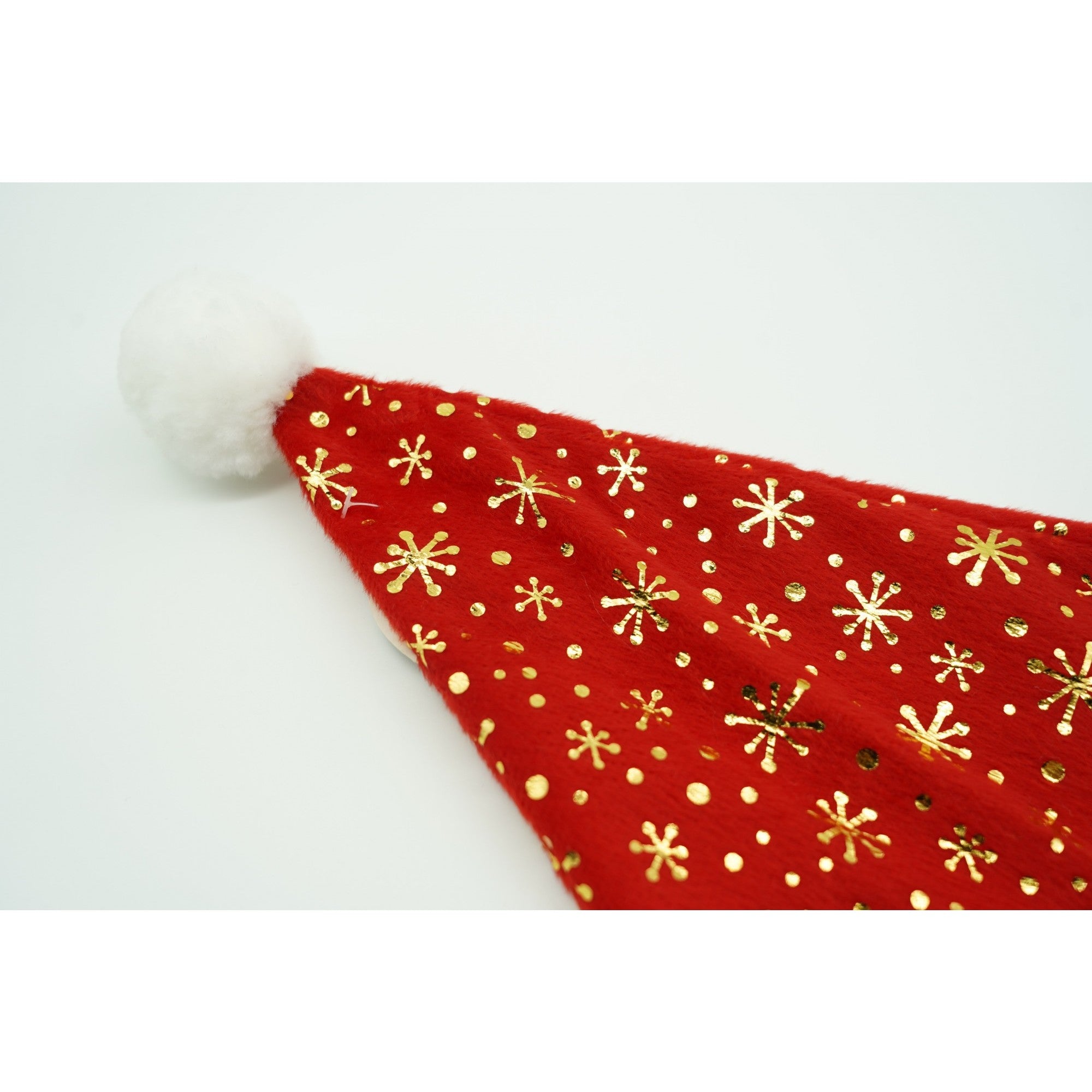 Caciulita de Mos Craciun, Flippy,cu ornament auriu fulg de nea, rosie, marime universala, material textil-3