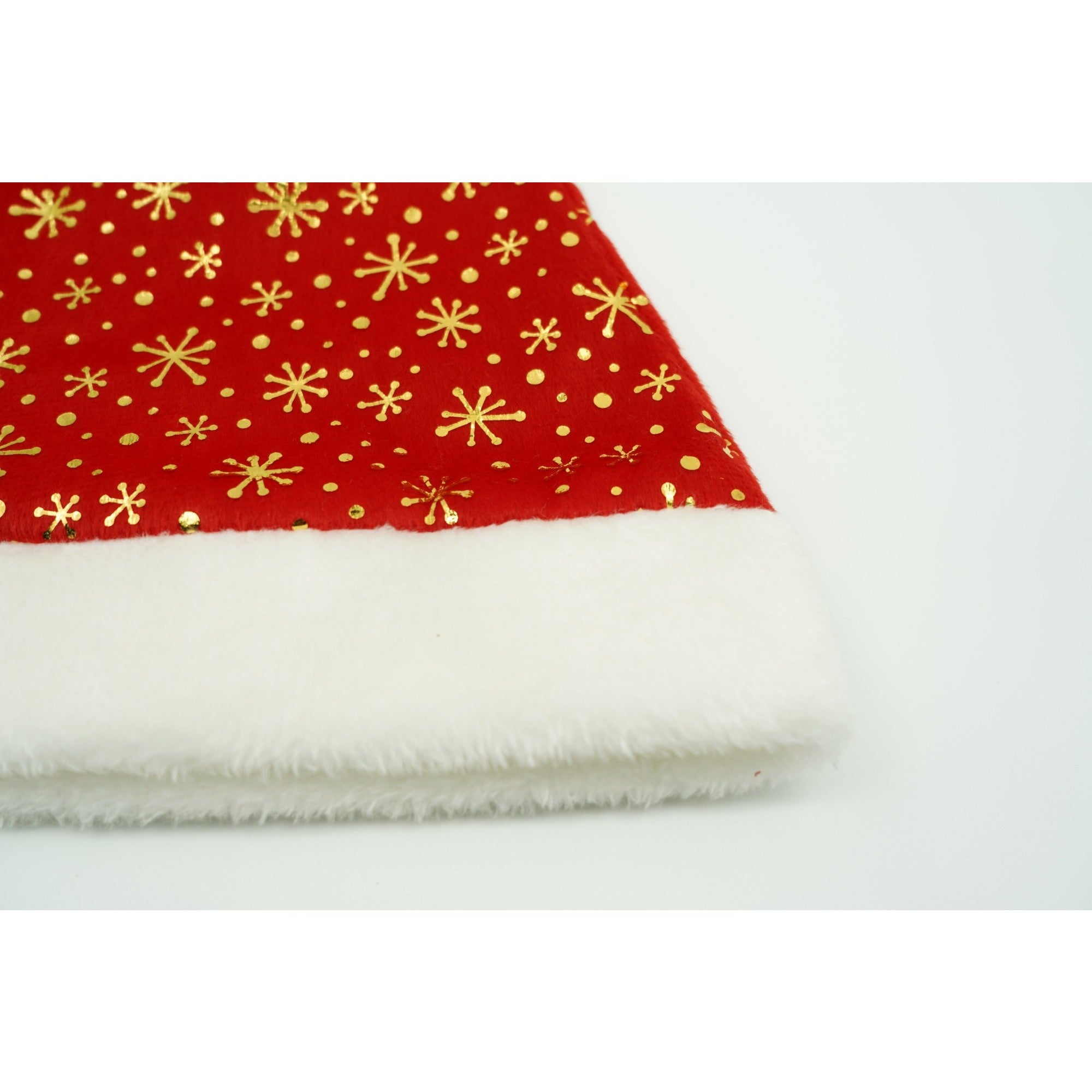 Caciulita de Mos Craciun, Flippy,cu ornament auriu fulg de nea, rosie, marime universala, material textil-4