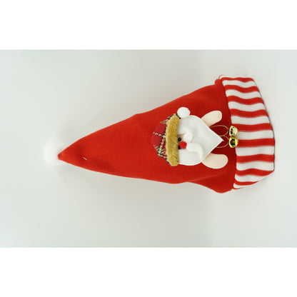 Caciulita de Mos Craciun, Flippy,cu ornament de Mos Craciun, rosie, marime universala, material textil-2