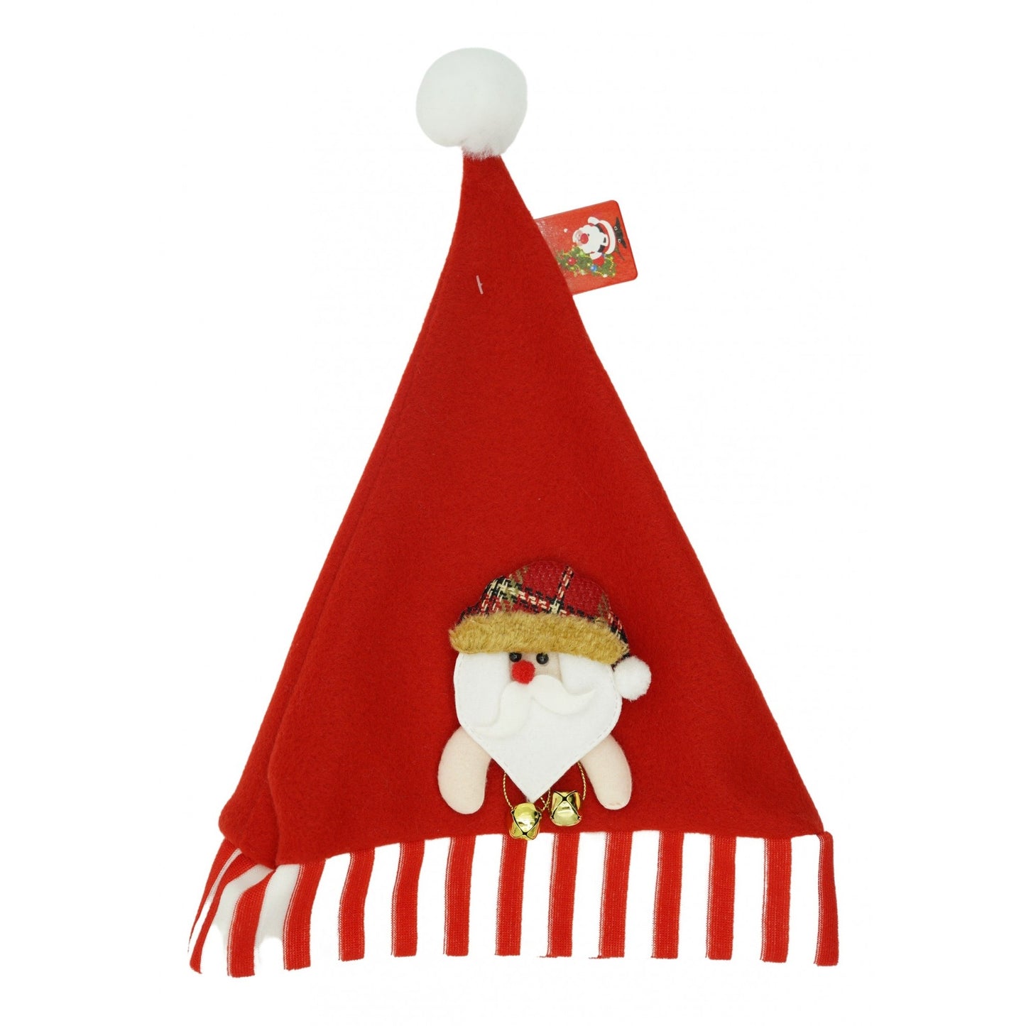 Caciulita de Mos Craciun, Flippy,cu ornament de Mos Craciun, rosie, marime universala, material textil-0