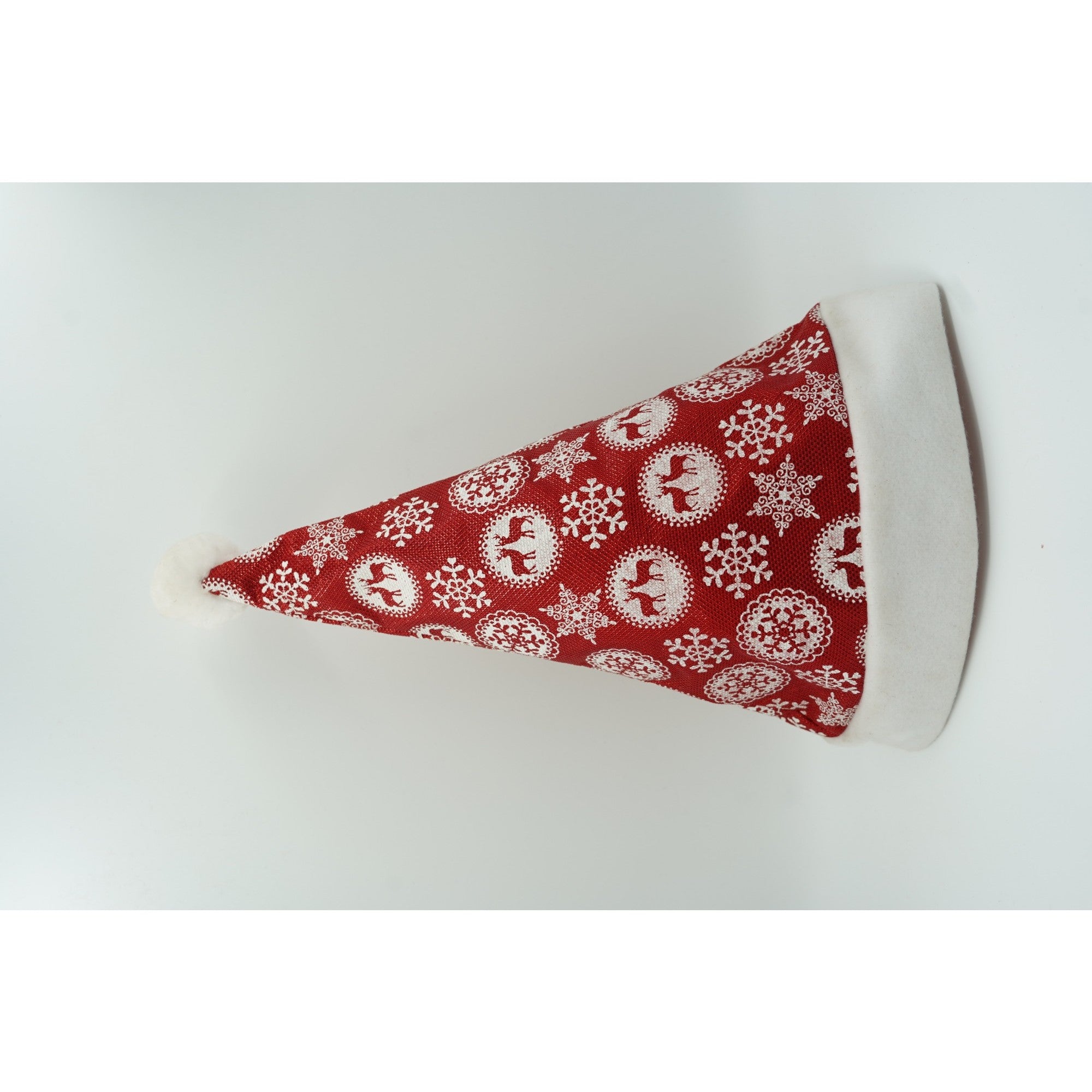 Caciulita de Mos Craciun, Flippy,cu ornament fulg de nea si sclipici, rosie, marime universala, material textil-1