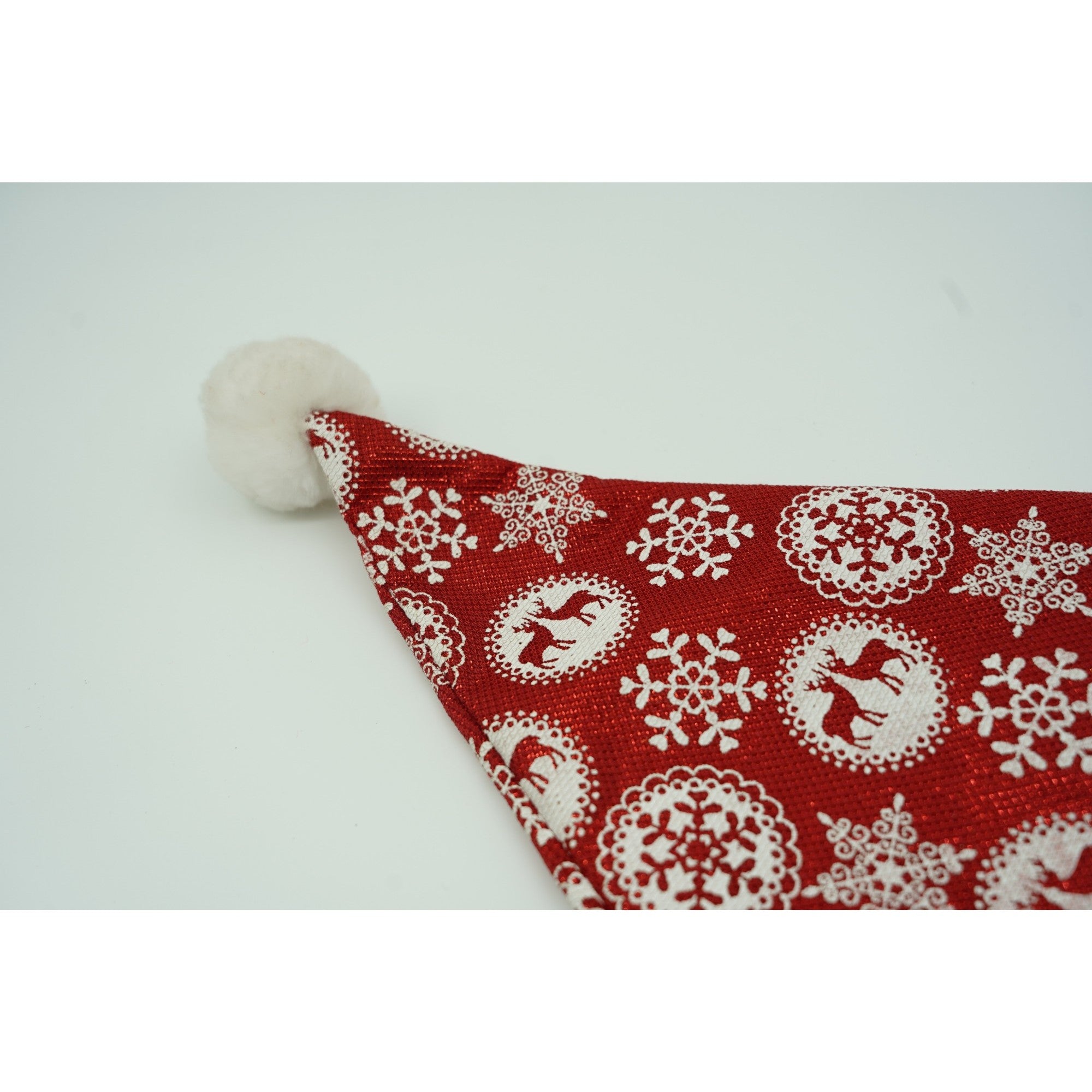 Caciulita de Mos Craciun, Flippy,cu ornament fulg de nea si sclipici, rosie, marime universala, material textil-3