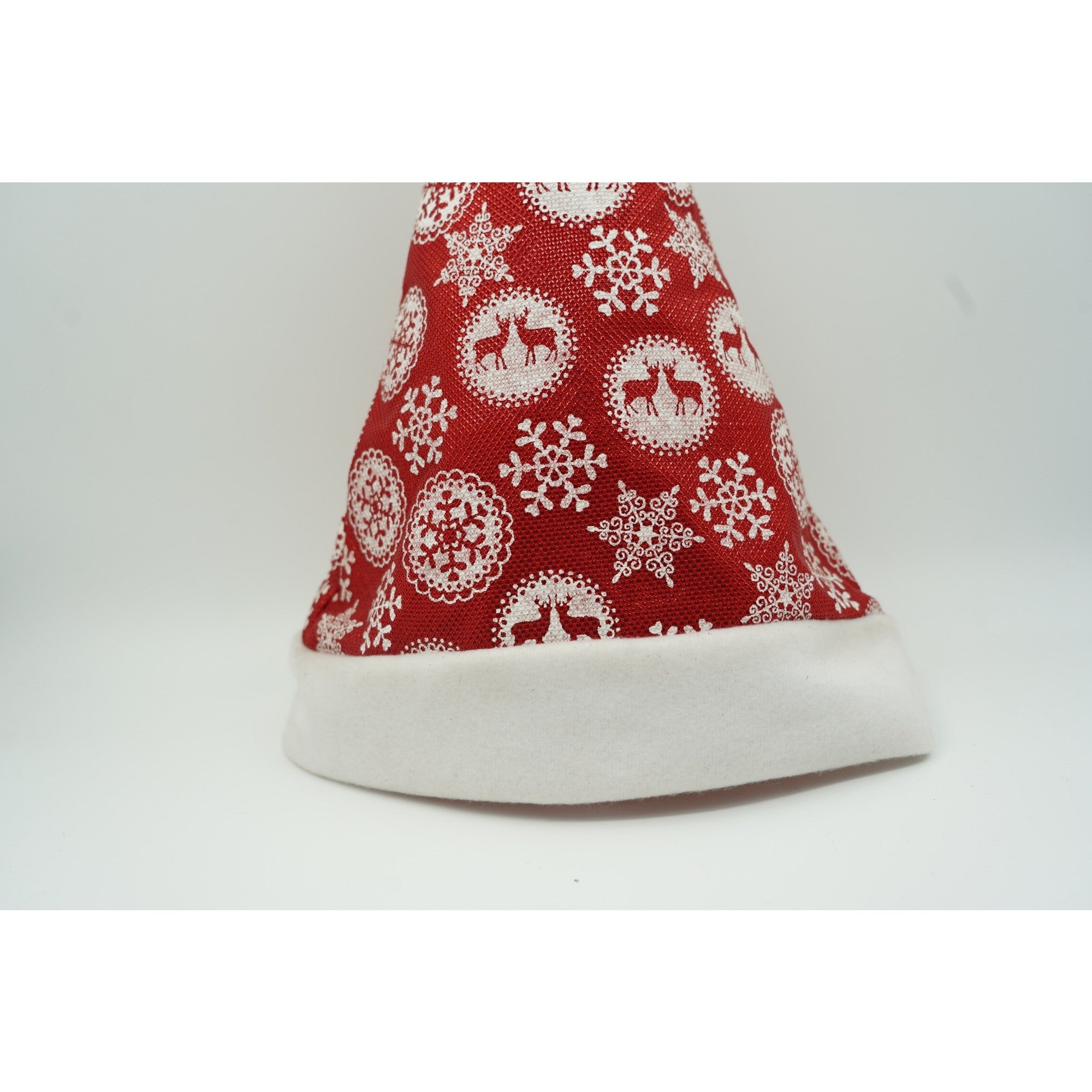 Caciulita de Mos Craciun, Flippy,cu ornament fulg de nea si sclipici, rosie, marime universala, material textil-4