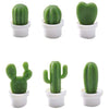 Set 6 Magneti de Frigider, Flippy, Model Cactusi in Ghiveci, din ABS si Magnet, Verde/Alb-0