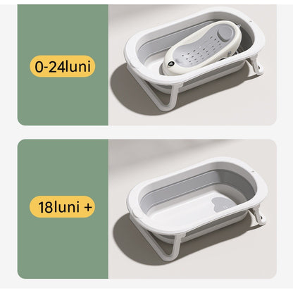 Cada de Baie Pliabila, Flippy, cu Suport, Indicator de Temperatura, 0-8 Ani, din PP+TPR, 45 l Capacitate, 80 x 50 x 23 cm, Gri-3