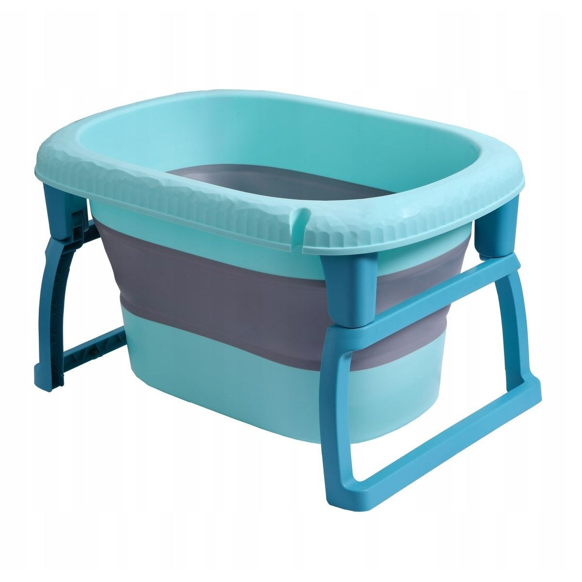 Cada Pliabila pentru Baie, Flippy, din PP+TPE, pentru Copii 0-6 Ani, cu Picioare, Suport de Sezut, Scurgere Etans, 80 x 52 x 42 cm, Albastru-0