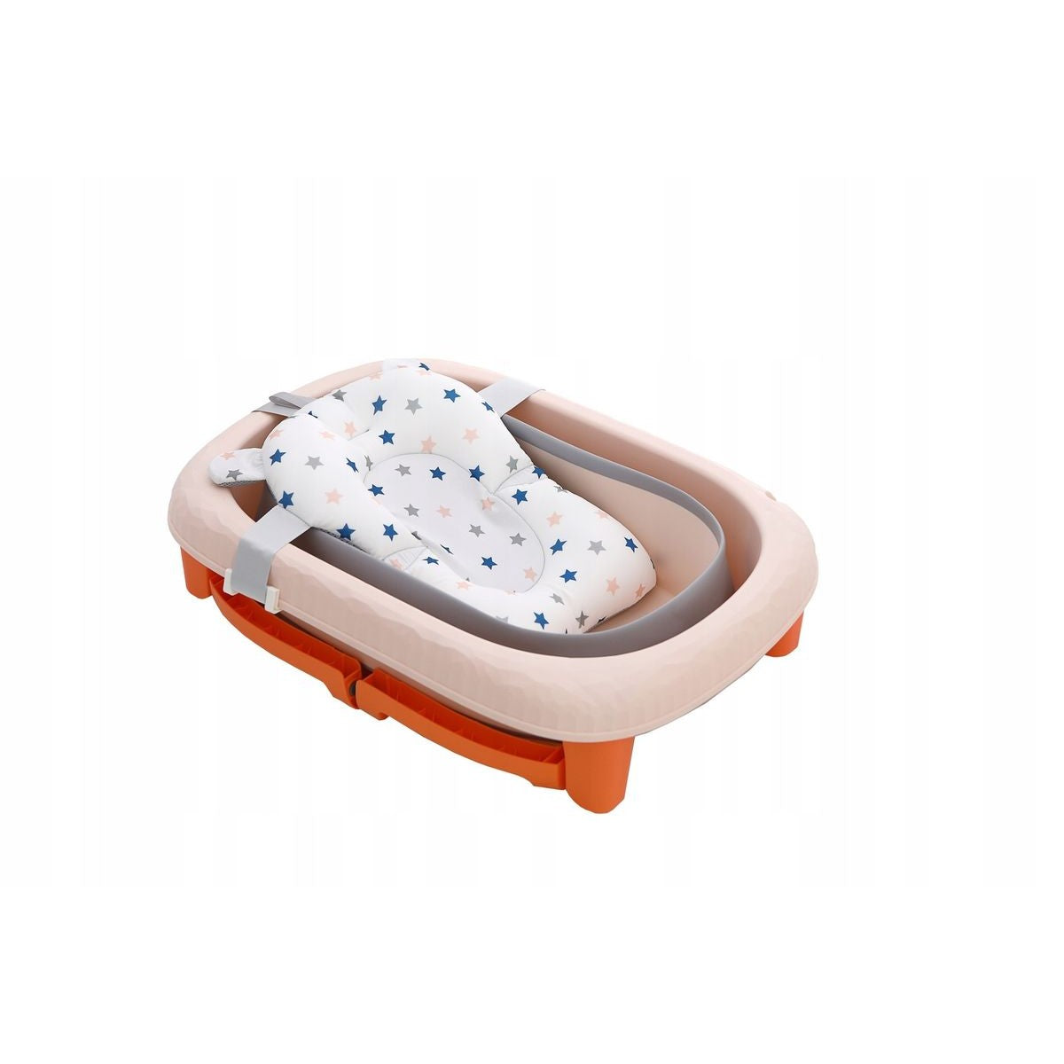 Cada Pliabila pentru Baie, Flippy, din PP+TPE, pentru Copii 0-6 Ani, cu Picioare, Suport de Sezut, Scurgere Etans, 80 x 52 x 42 cm, Portocaliu-1