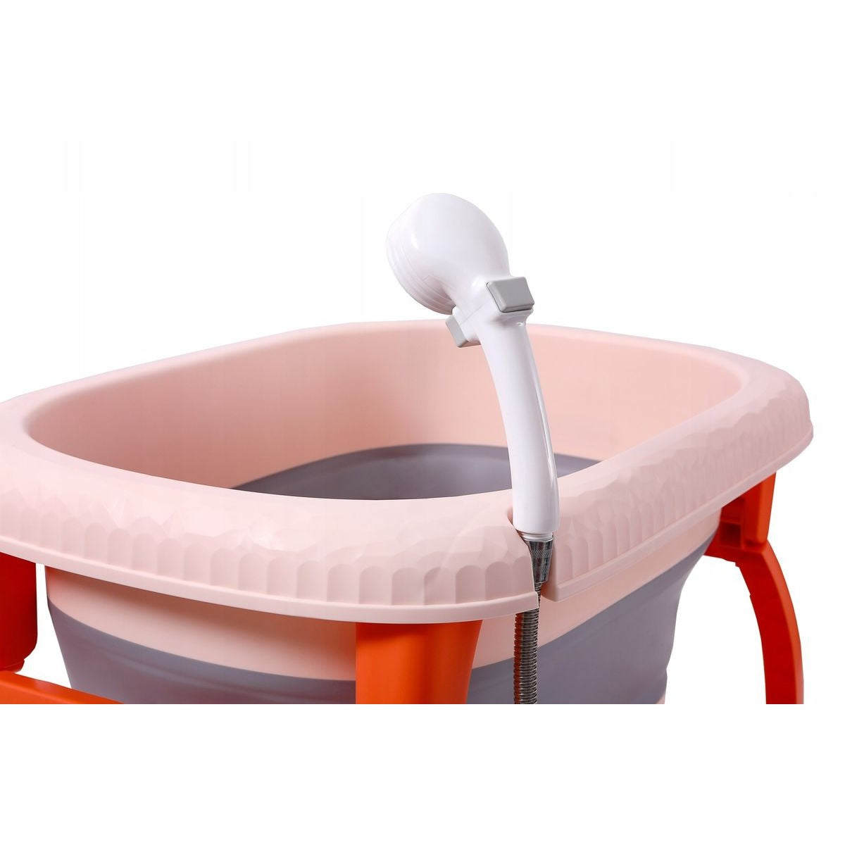 Cada Pliabila pentru Baie, Flippy, din PP+TPE, pentru Copii 0-6 Ani, cu Picioare, Suport de Sezut, Scurgere Etans, 80 x 52 x 42 cm, Portocaliu-3