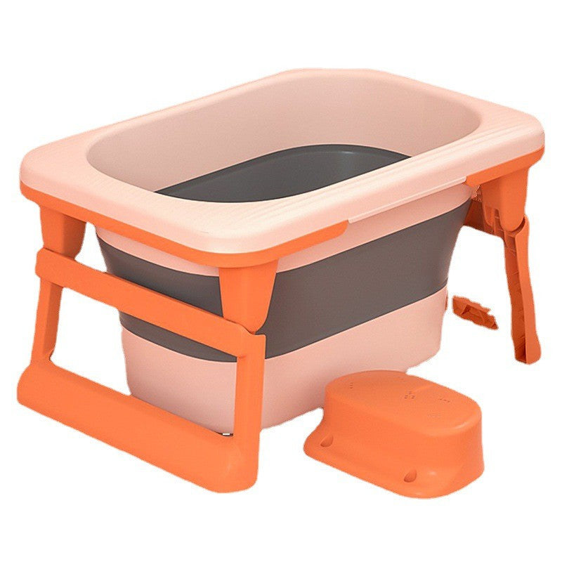 Cada Pliabila pentru Baie, Flippy, din PP+TPE, pentru Copii 0-6 Ani, cu Picioare, Suport de Sezut, Scurgere Etans, 80 x 52 x 42 cm, Portocaliu-8