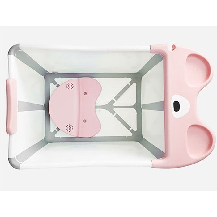 Cada Pliabila pentru Baie, Flippy, din PP+TPE, pentru Copii +6 Luni, Model Ursulet, Scaun de Interior, Detasabil, 82 x 50 x 54 cm, Roz-1