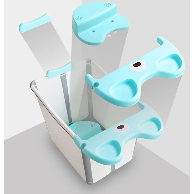 Cada Pliabila pentru Baie, Flippy, din PP+TPE, pentru Copii +6 Luni, Model Ursulet, Scaun de Interior, Detasabil, 82 x 50 x 54 cm, Albastru-4