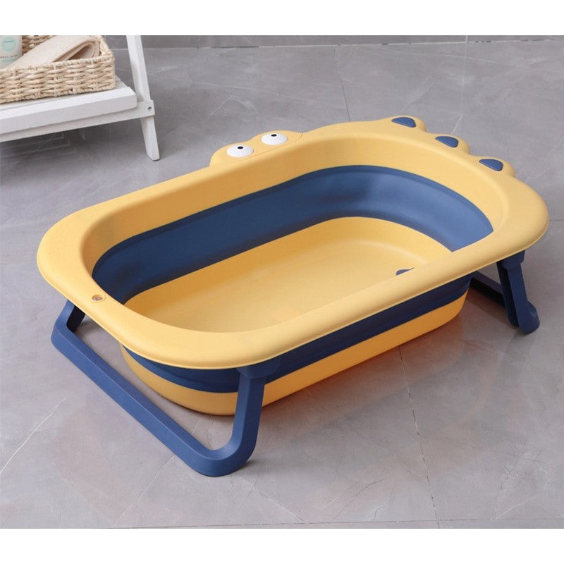Cada Pliabila pentru Baie, Flippy, din PP+TPR, pentru Copii 0-6 Ani, Model Crocodil, Dop de Scurgere, 80x54x21 cm, Galben/Albastru-1