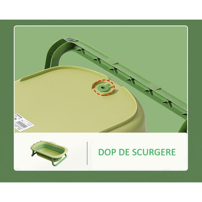 Cada Pliabila pentru Baie, Flippy, din PP+TPR, pentru Copii 0-6 Ani, Model Crocodil, Dop de Scurgere, 80x54x21 cm, Verde-3