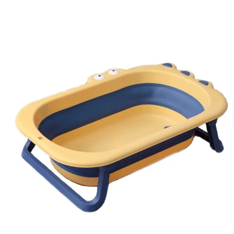 Cada Pliabila pentru Baie, Flippy, din PP+TPR, pentru Copii 0-6 Ani, Model Crocodil, Dop de Scurgere, 80x54x21 cm, Galben/Albastru-0