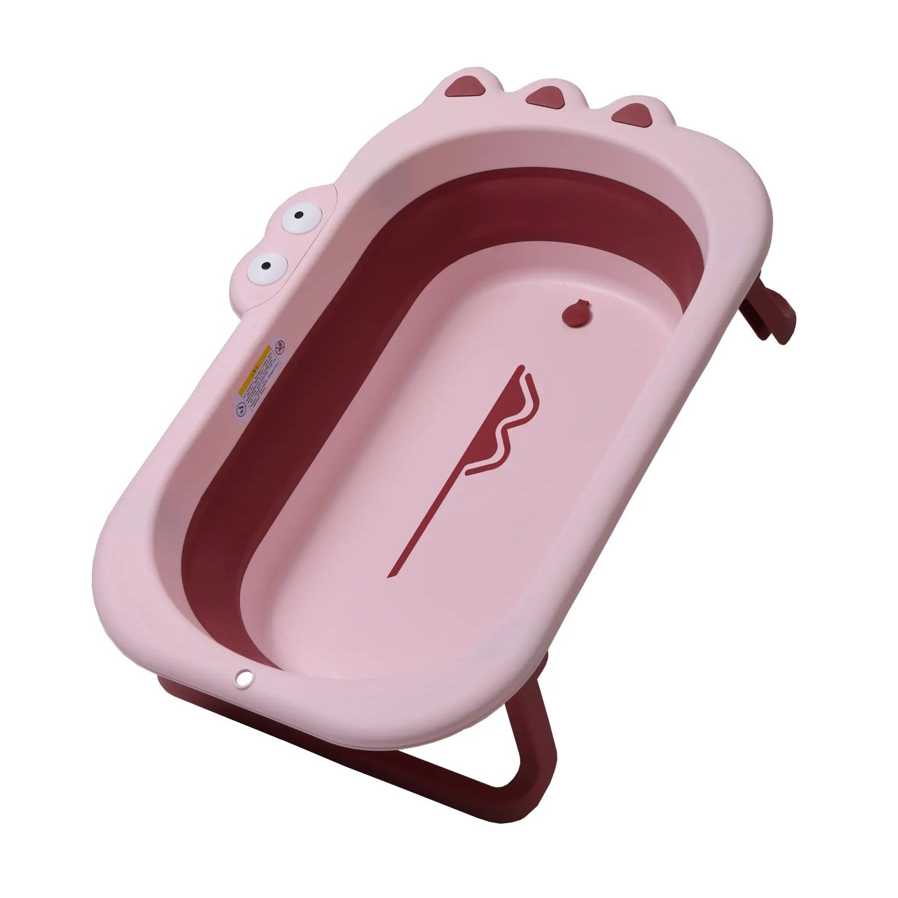 Cada Pliabila pentru Baie, Flippy, din PP+TPR, pentru Copii 0-6 Ani, Model Crocodil, Dop de Scurgere, 80x54x21 cm, Roz-2