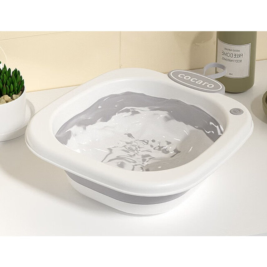 Lavoar Pliabil, Flippy, pentru Copii 1-8 Ani, 28.5x28.5x10 cm, din PE+PP, 3.5l, Model Fata, Gri-1