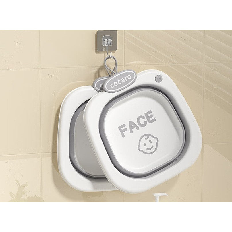 Lavoar Pliabil, Flippy, pentru Copii 1-8 Ani, 28.5x28.5x10 cm, din PE+PP, 3.5l, Model Fata, Gri-4