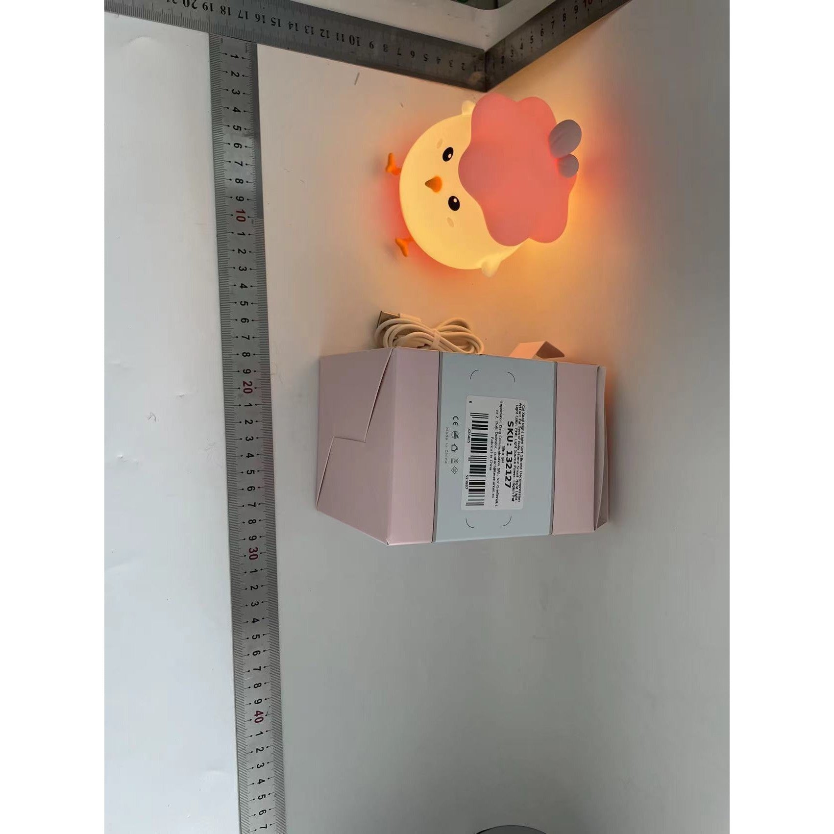 Lampa de Veghe pentru Copii, Flippy, din Silicon, Senzor Tactil, Stare Activitate Smart 30 Minute, Model Pui, Lumina Calda, Incarcare USB, Roz-1