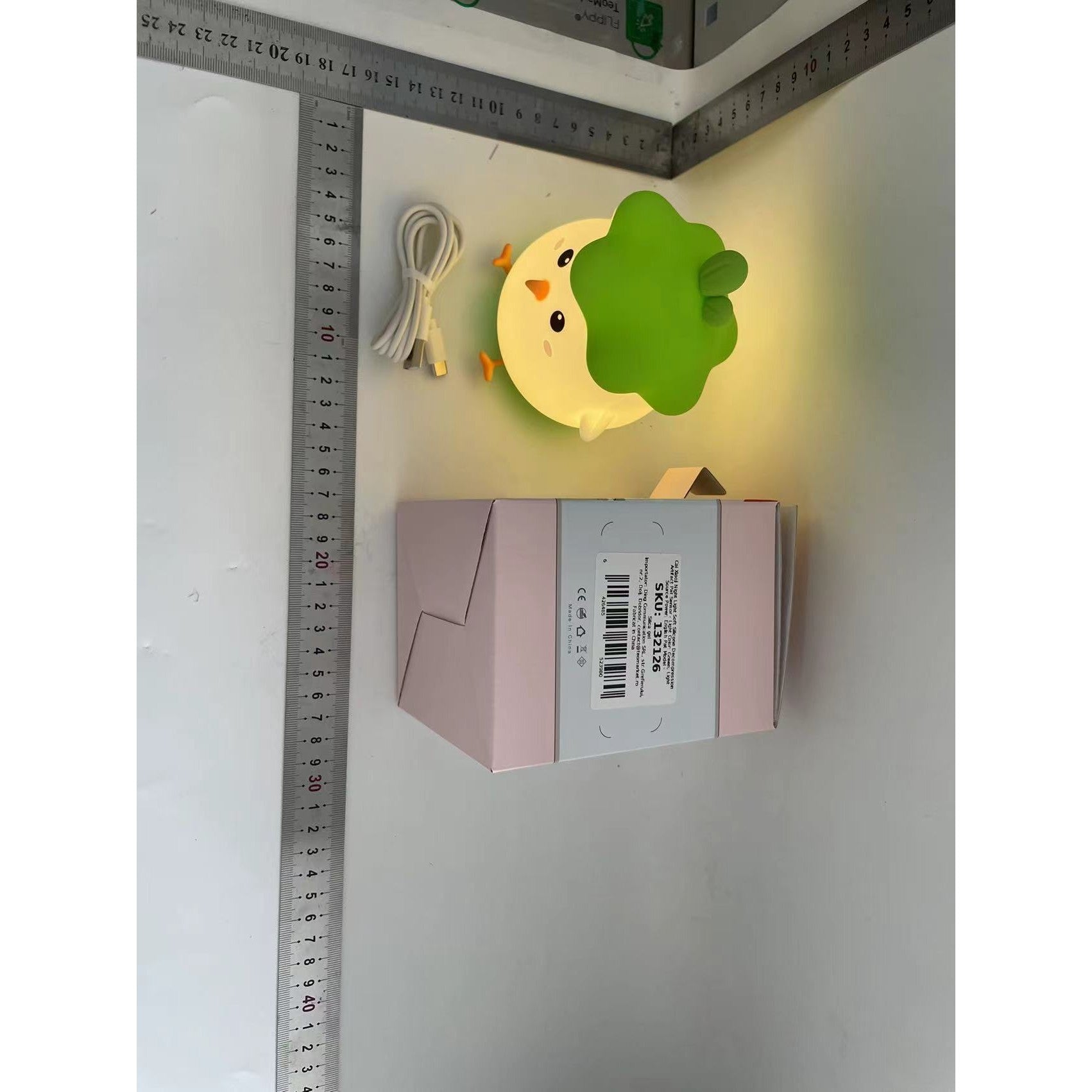 Lampa de Veghe pentru Copii, Flippy, din Silicon, Senzor Tactil, Stare Activitate Smart 30 Minute, Model Pui, Lumina Calda, Incarcare USB, Verde-1