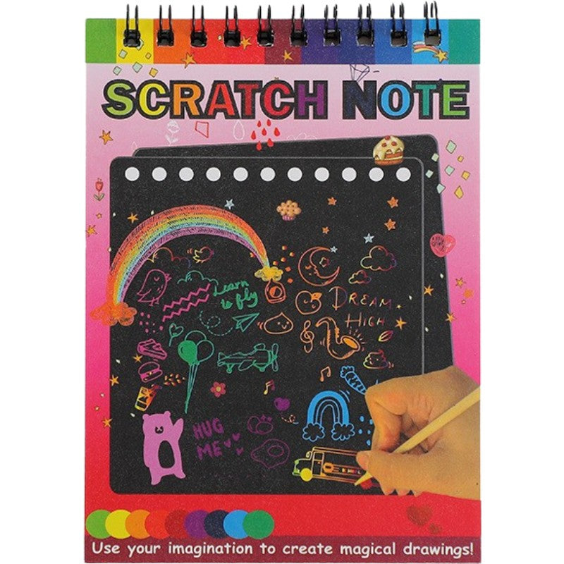 Caiet cu fise razuibile Flippy, DIY Magic Scratch, 12 File, Curcubeu, Creion din Lemn, Cartonase negre, 14 x 10 cm, rosu-0