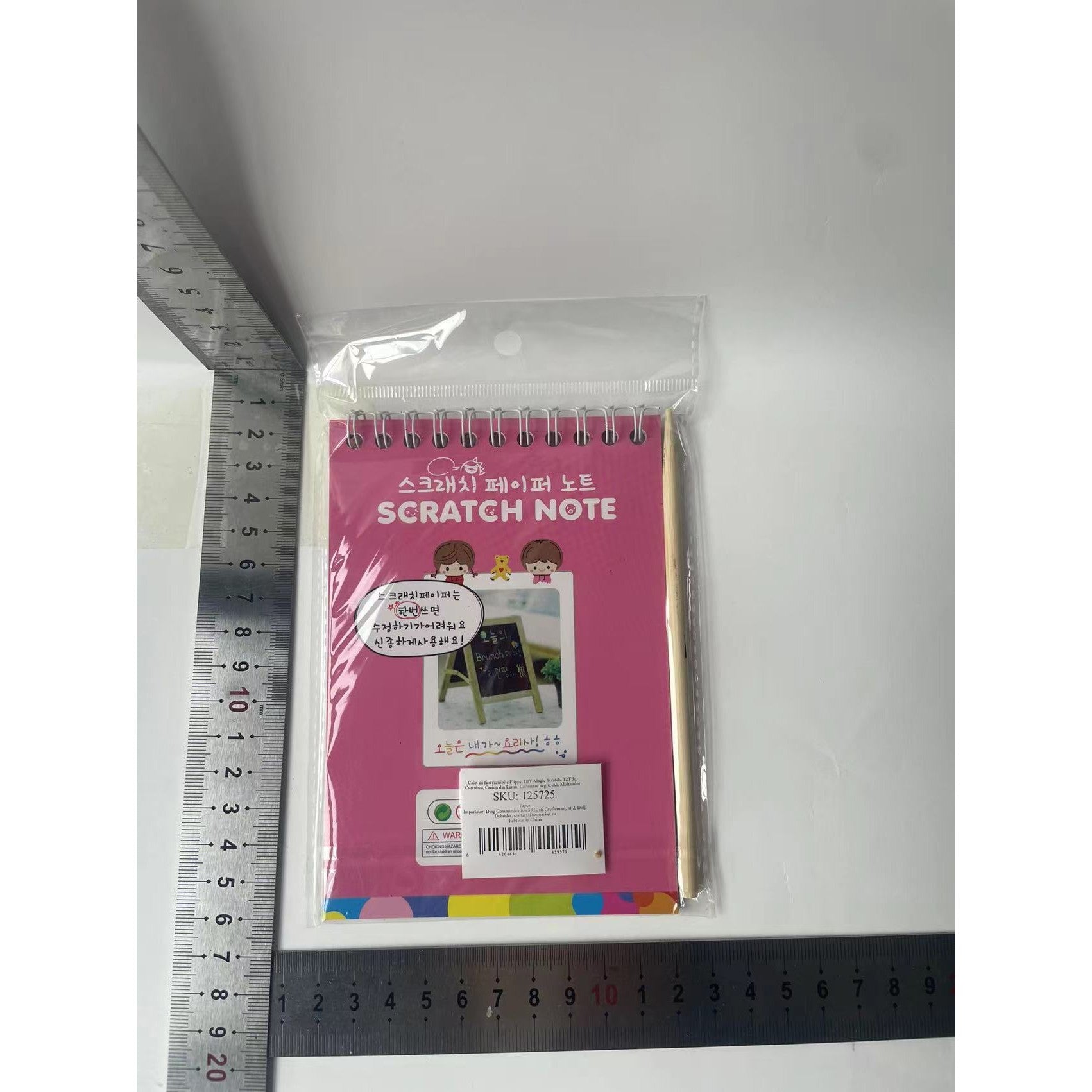 Caiet cu fise razuibile Flippy, DIY Magic Scratch, 12 File, Curcubeu, Creion din Lemn, Cartonase negre, A6, Multicolor-5
