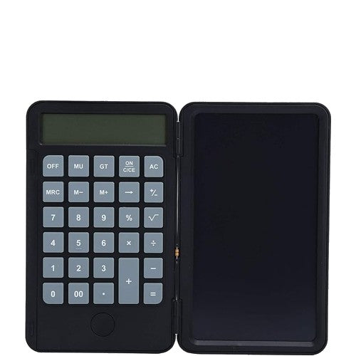 Calculator de Mana Reincarcabil cu Tabla de Scris, Flippy, Calculator Portabil, Ecran LCD, Afisaj cu 12 Cifre, Ecran de 15 cm, Culoare Negru-0