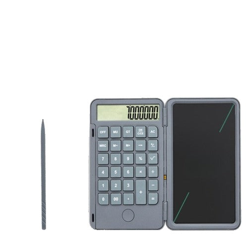 Calculator de Mana Reincarcabil cu Tabla de Scris, Flippy, Calculator Portabil, Ecran LCD, Afisaj cu 12 Cifre, Ecran de 15 cm, Culoare Gri-0