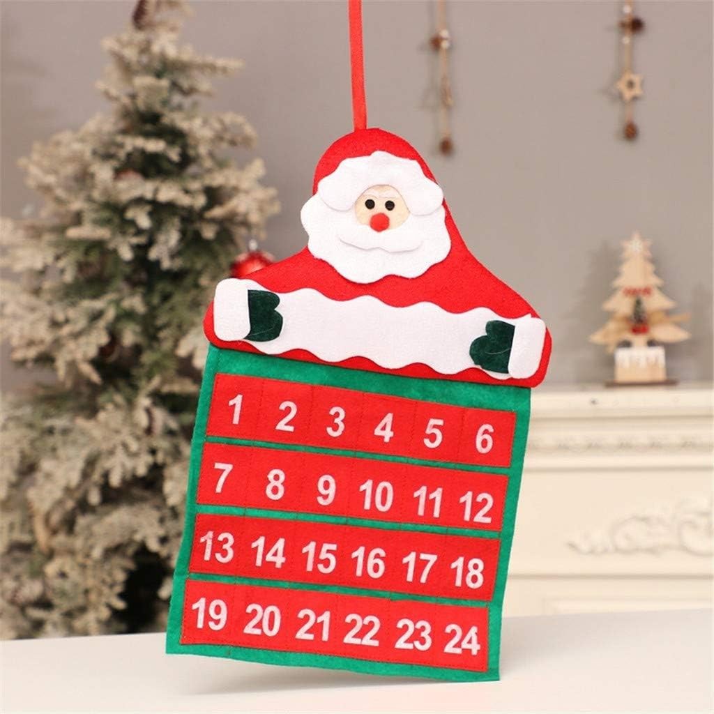 Calendar de Craciun Flippy, Mos Craciun, tip decoratiune, material poliester, cu buzunarele, pentru brad sau prete, 20 x 30 cm, multicolor-2