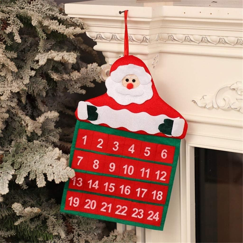 Calendar de Craciun Flippy, Mos Craciun, tip decoratiune, material poliester, cu buzunarele, pentru brad sau prete, 20 x 30 cm, multicolor-4
