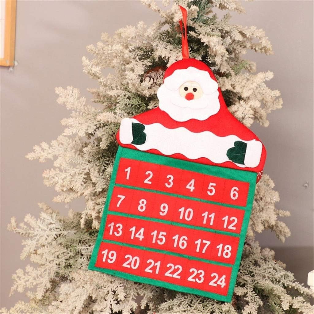 Calendar de Craciun Flippy, Mos Craciun, tip decoratiune, material poliester, cu buzunarele, pentru brad sau prete, 20 x 30 cm, multicolor-5