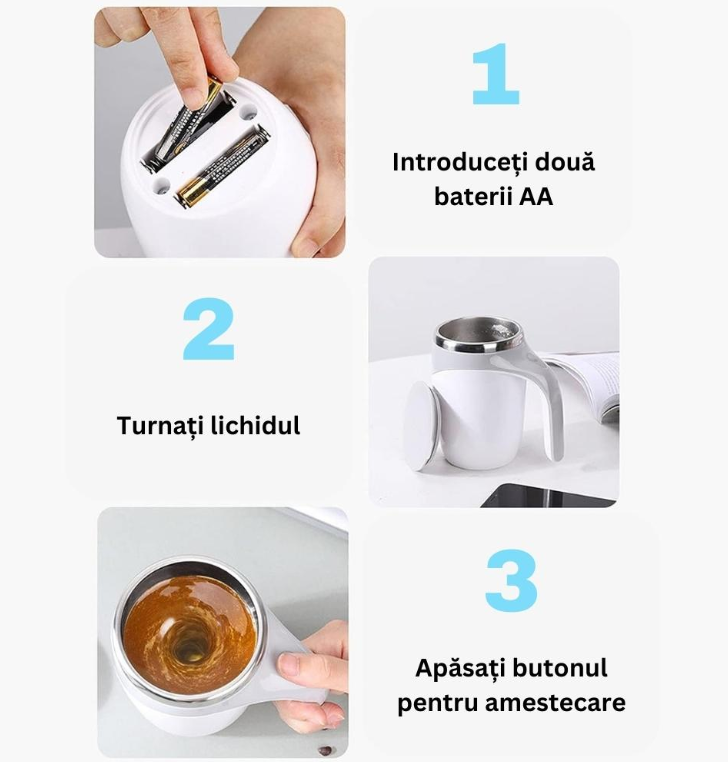 Cana termos cu amestecare automata , rotor magnetic, 380 ml