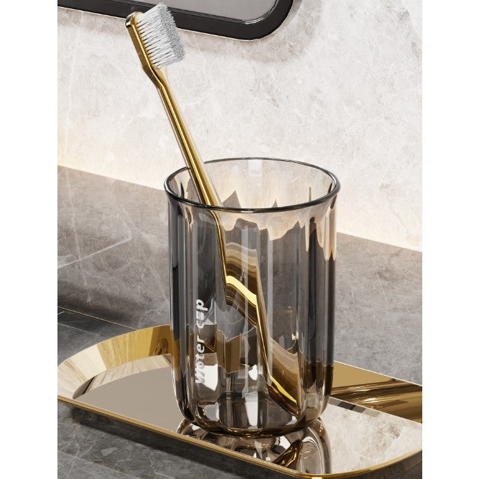 Cana de Apa pentru Clatit, Flippy, pentru Periuta de Dinti, 200 ml, 10.4 x 7.3 cm, Gri Transparent-2