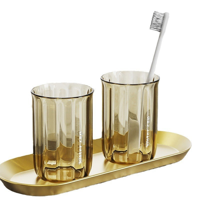 Cana de Apa pentru Clatit, Flippy, pentru Periuta de Dinti, 200 ml, 10.4 x 7.3 cm, Maro Transparent-3