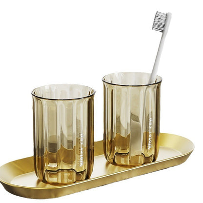 Cana de Apa pentru Clatit, Flippy, pentru Periuta de Dinti, 200 ml, 10.4 x 7.3 cm, Maro Transparent-3