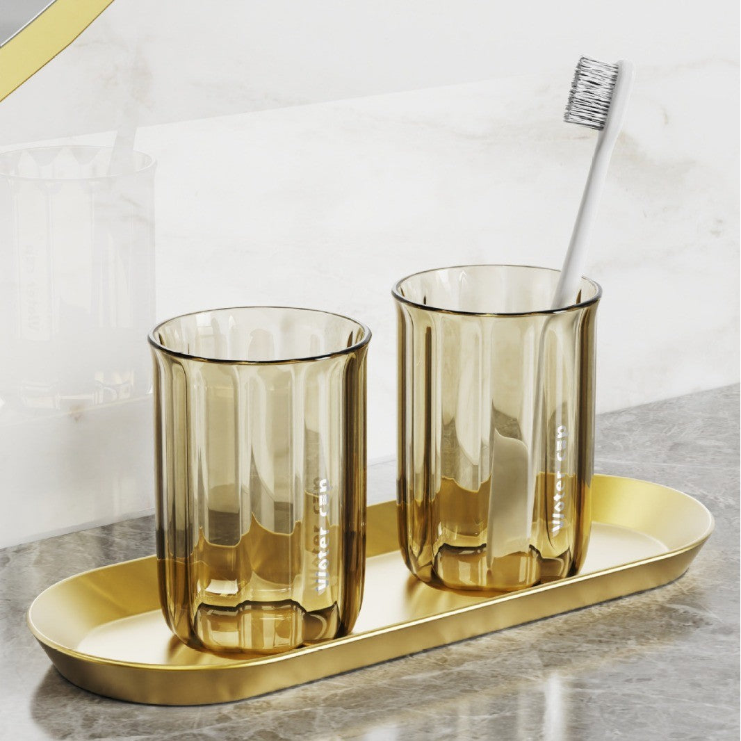 Cana de Apa pentru Clatit, Flippy, pentru Periuta de Dinti, 200 ml, 10.4 x 7.3 cm, Maro Transparent-4