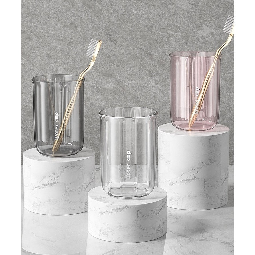 Cana de Apa pentru Clatit, Flippy, pentru Periuta de Dinti, 200 ml, 10.4 x 7.3 cm, Roz Transparent-4