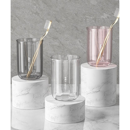 Cana de Apa pentru Clatit, Flippy, pentru Periuta de Dinti, 200 ml, 10.4 x 7.3 cm, Roz Transparent-4