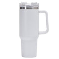 Cana Termos din Plastic, pentru Bauturi Calde si Reci, cu Maner, 9.9x9.9x27 cm, Alb-0