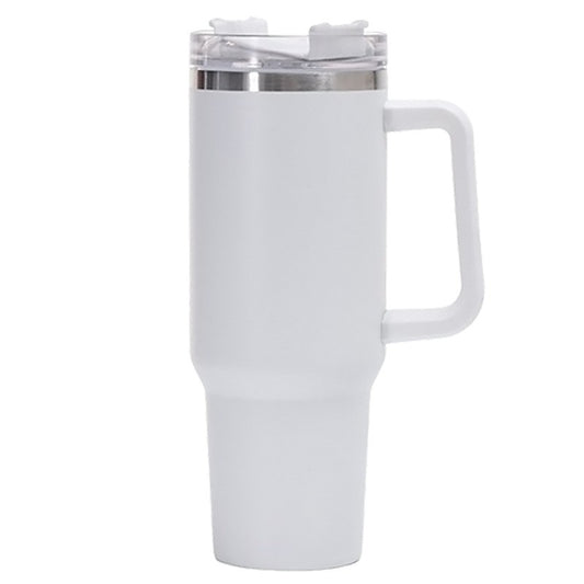 Cana Termos din Plastic, pentru Bauturi Calde si Reci, cu Maner, 9.9x9.9x27 cm, Alb-0
