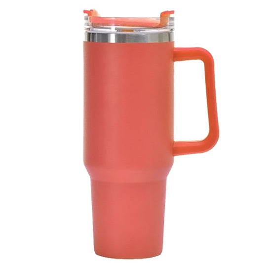 Cana Termos din Plastic, Flippy, pentru Bauturi Calde si Reci, cu Maner, 9.9x9.9x27 cm, Portocaliu-0