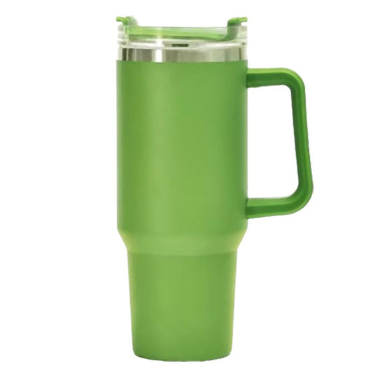 Cana Termos din Plastic, Flippy, pentru Bauturi Calde si Reci, cu Maner, 9.9x9.9x27 cm, Verde-0