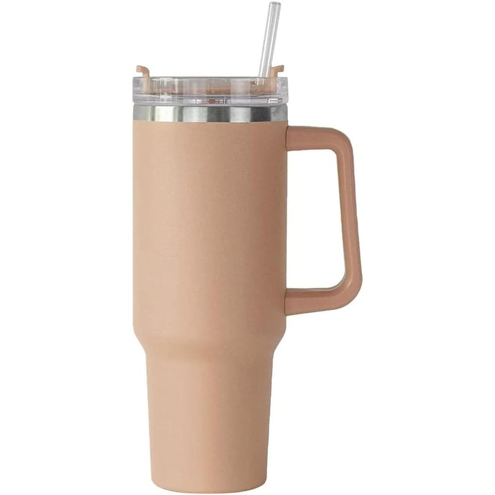 Cana Termos din Plastic, Flippy, pentru Bauturi Calde si Reci, cu Maner, 9.9x9.9x27 cm, Roz Pal-7
