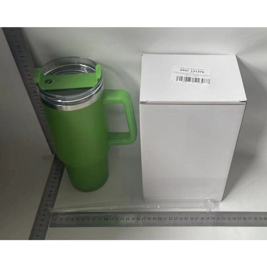 Cana Termos din Plastic, Flippy, pentru Bauturi Calde si Reci, cu Maner, 9.9x9.9x27 cm, Verde-1