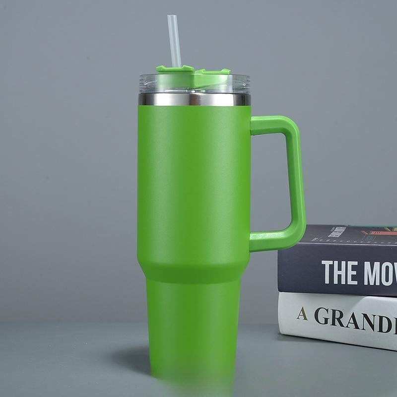 Cana Termos din Plastic, Flippy, pentru Bauturi Calde si Reci, cu Maner, 9.9x9.9x27 cm, Verde-4